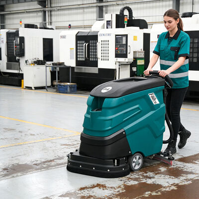 Good price Commercial Double Brush Walk Behind Floor Scrubber 155rpm, 60L Solution Tank 3650㎡/h Cleaning Performance online