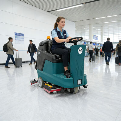 Good price Ride On Floor Scrubber with 6V×4 240Ah Gel/Lithium Battery 400W Suction Motor Industrial Commercial Use online